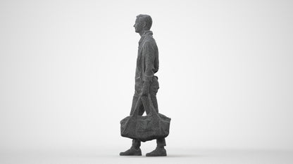realistic 3D man casual walking, scanned archviz people for Blender and 3ds Max, square thumbnail