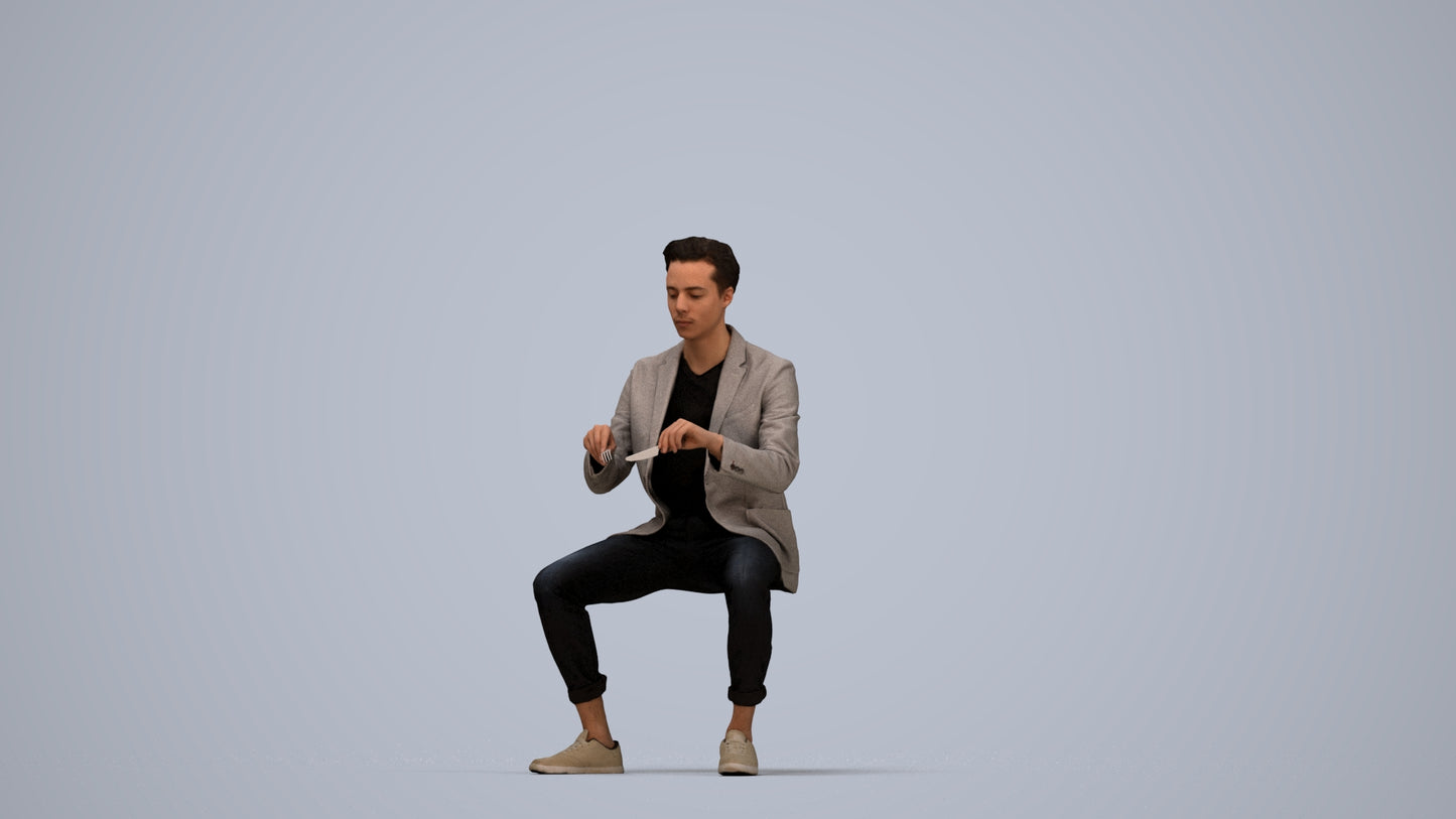 photogrammetry 3D man business, realistic human model archviz FBX, top-down view render