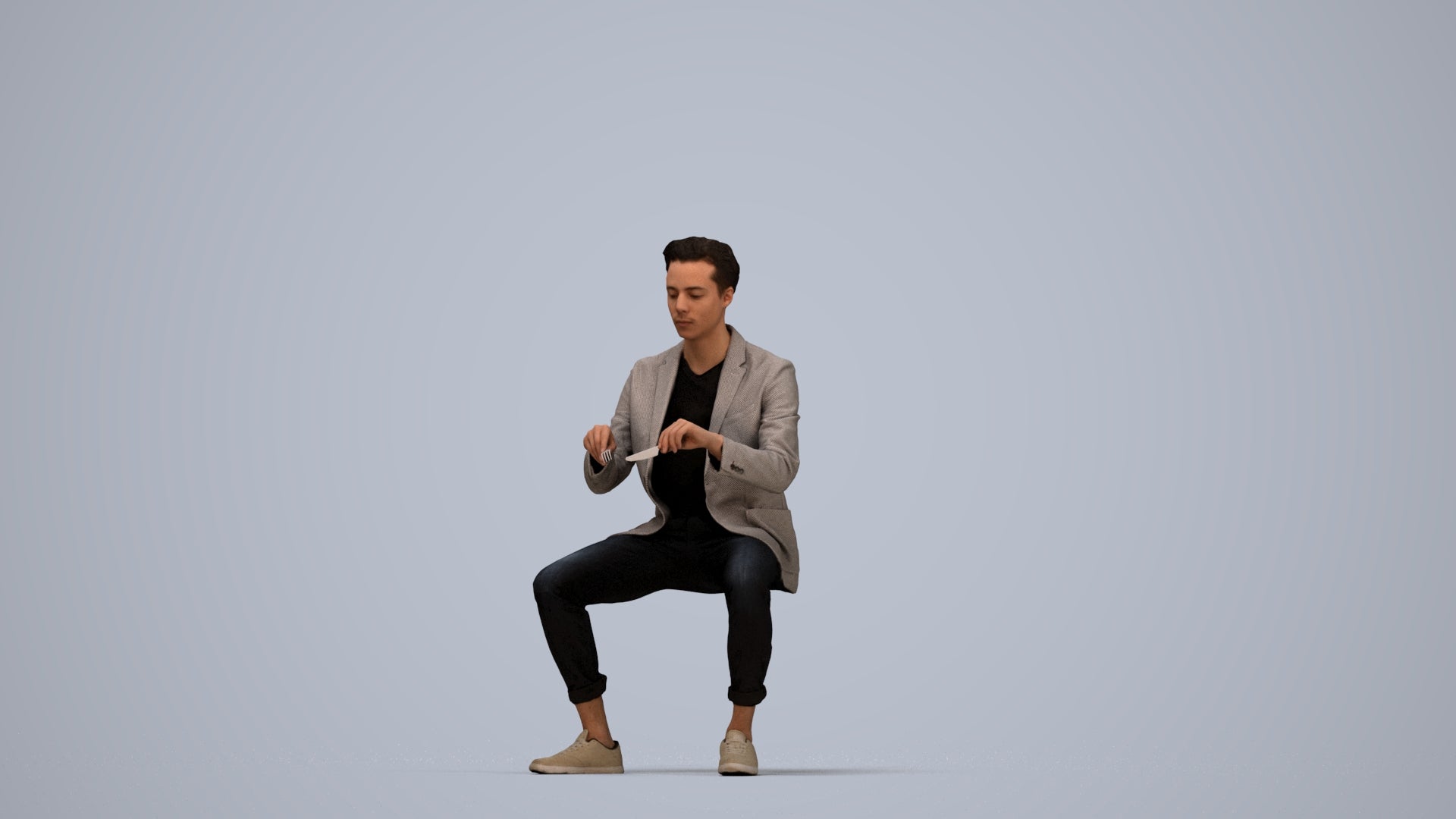 photogrammetry 3D man business, realistic human model archviz FBX, top-down view render