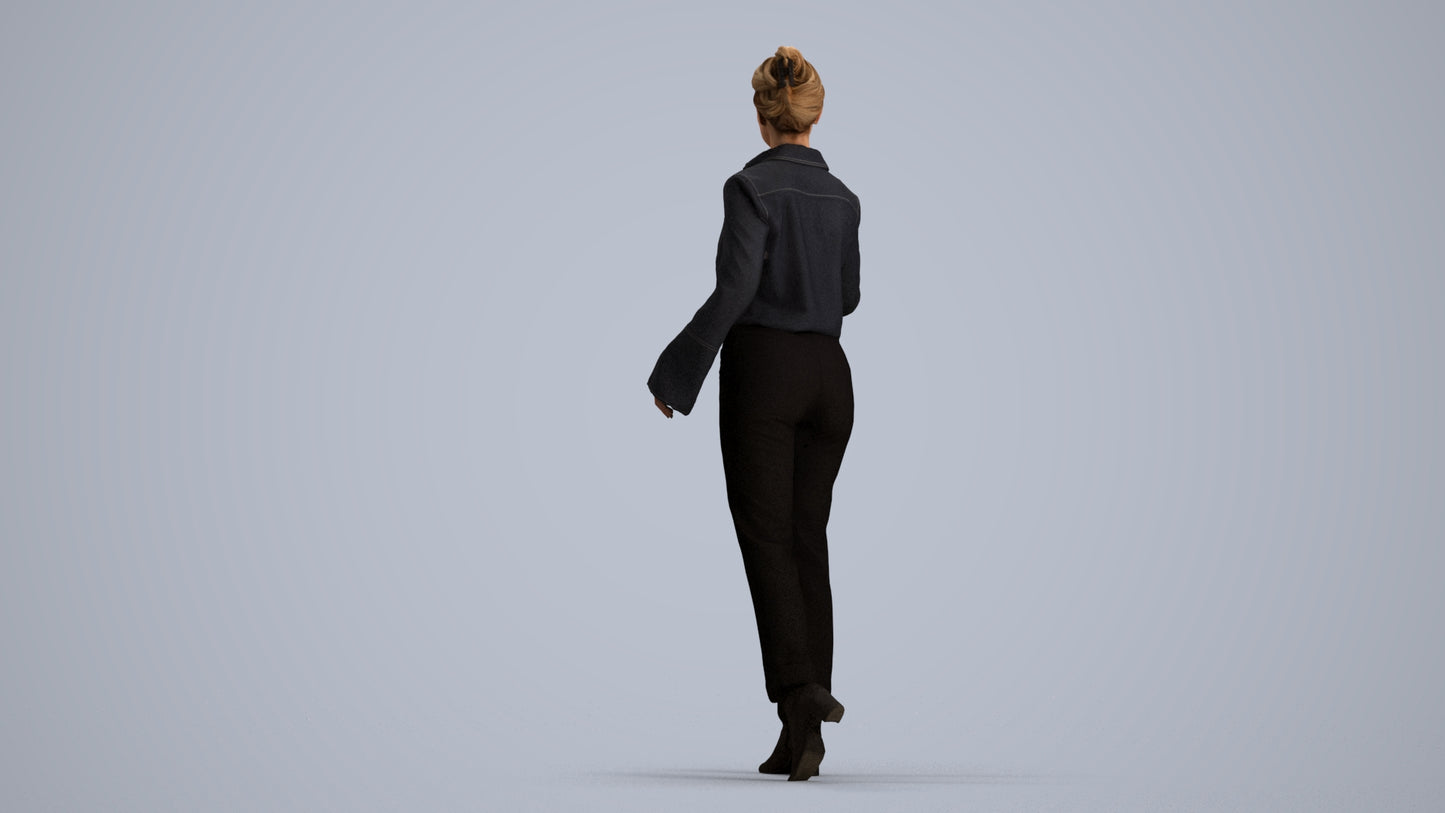 scanned 3D woman business door, photogrammetry people for Enscape and V-Ray, front view render