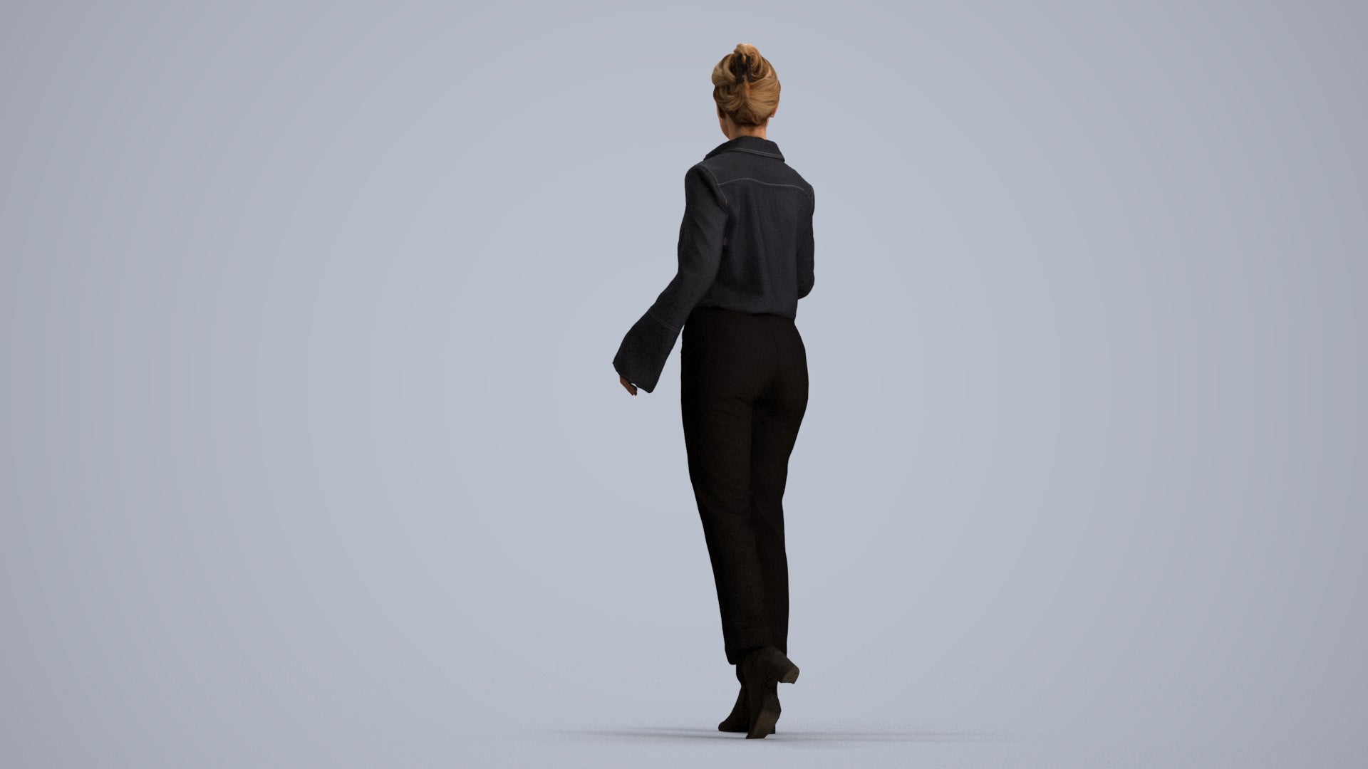 scanned 3D woman business door, photogrammetry people for Enscape and V-Ray, front view render