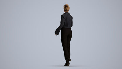 scanned 3D woman business door, photogrammetry people for Enscape and V-Ray, front view render