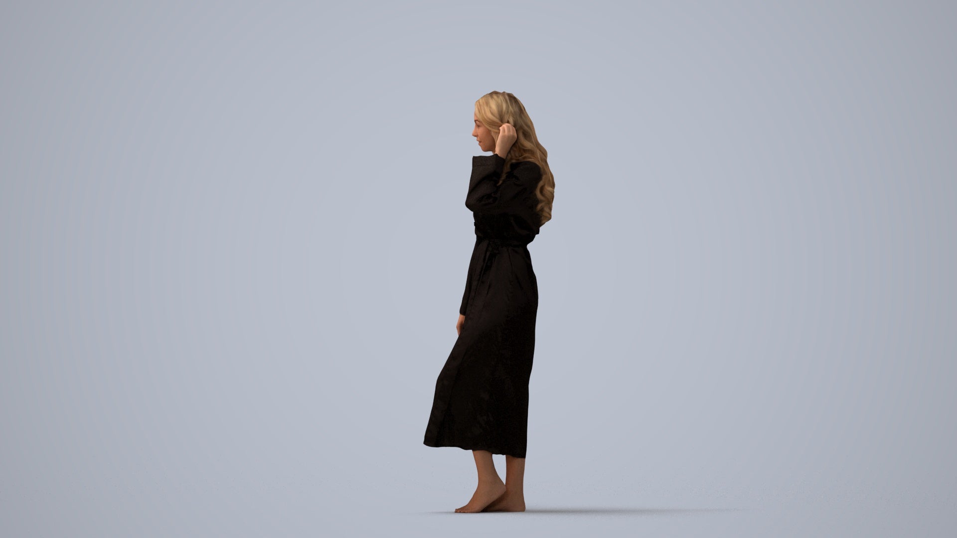 3D people model woman business standing, scanned human for 3ds Max rendering, three-quarter view render