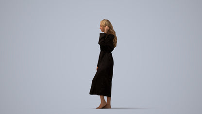 3D people model woman business standing, scanned human for 3ds Max rendering, three-quarter view render