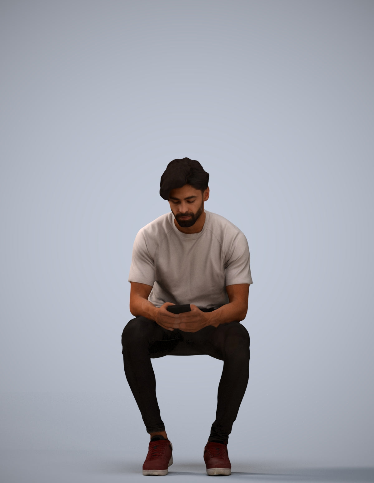 realistic 3D human man casual sitting, archviz people FBX OBJ for Blender