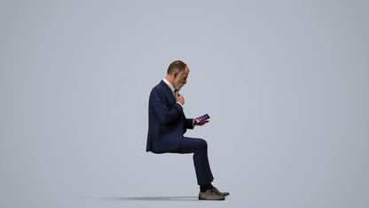 realistic 3D human man business, archviz people FBX OBJ for Blender, side view render
