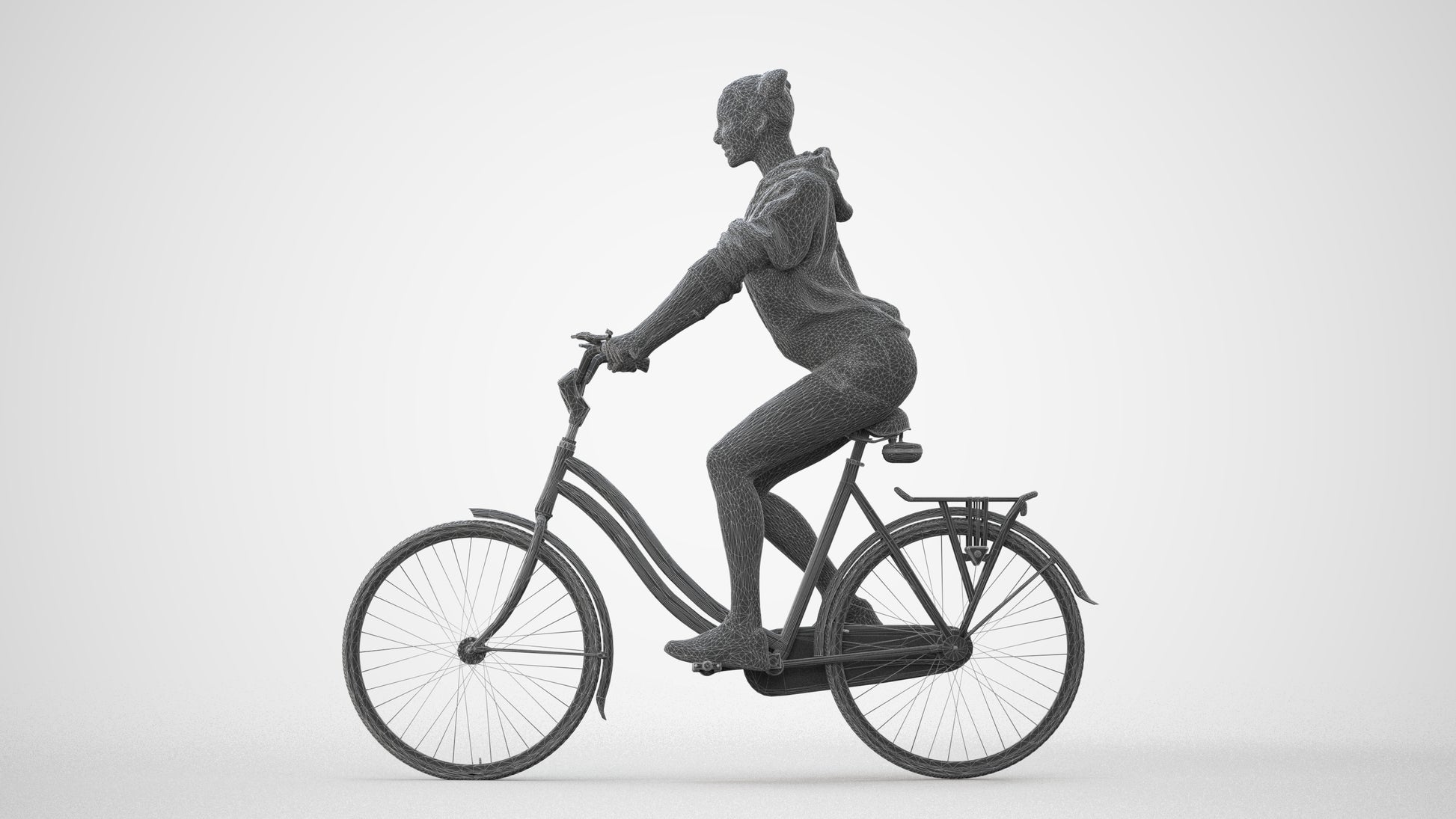 scanned 3D woman casual cycling, photogrammetry people for Enscape and V-Ray, square thumbnail