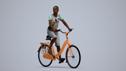 scanned 3D boy casual cycling, photogrammetry people for Enscape and V-Ray, standing pose render
