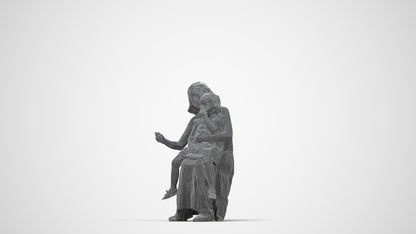 3D human model girl casual kids, photogrammetry scanned person for archviz, wireframe back view