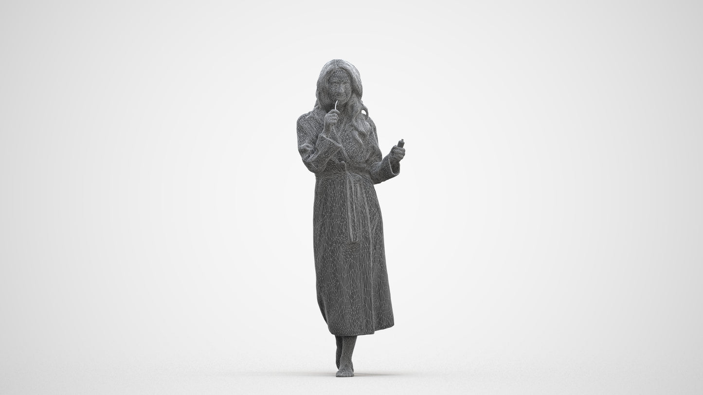 scanned 3D woman casual sport, photogrammetry people for Enscape and V-Ray, three-quarter front view render