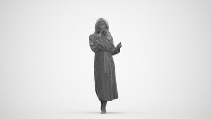 scanned 3D woman casual sport, photogrammetry people for Enscape and V-Ray, three-quarter front view render