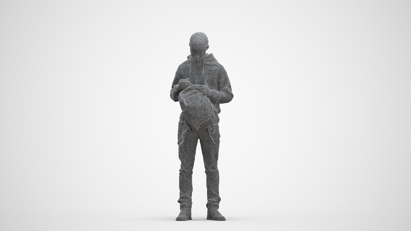 photogrammetry 3D boy casual kids, realistic human model archviz FBX, three-quarter front view render