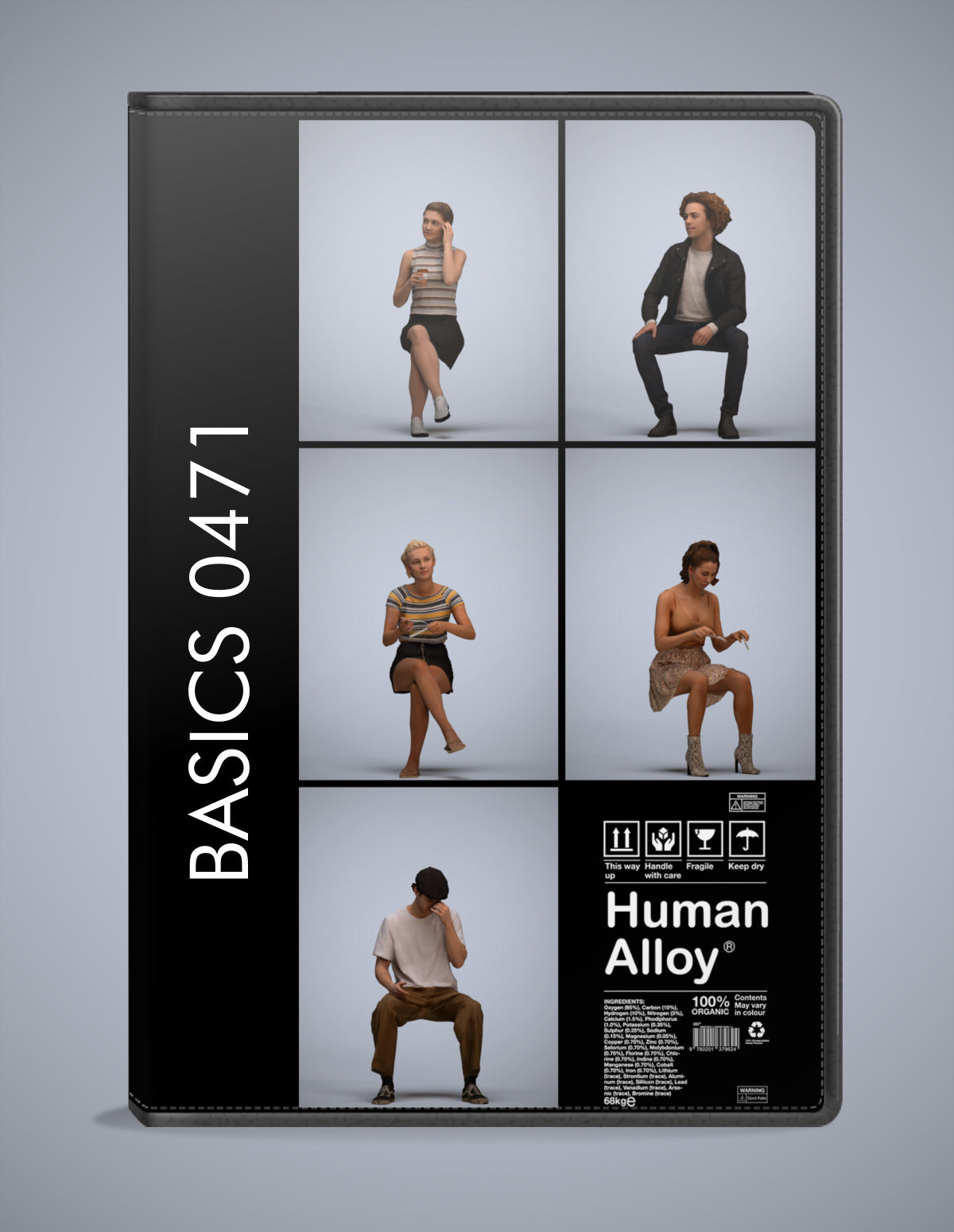 5x realistic 3D people sitting pack, scanned archviz collection for Blender and 3ds Max