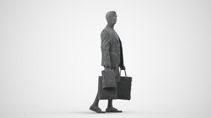 photogrammetry 3D man casual formal, realistic human model archviz FBX, wireframe side view