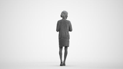 realistic 3D people woman business standing, render-ready for V-Ray and Corona, FBX OBJ, wireframe front view