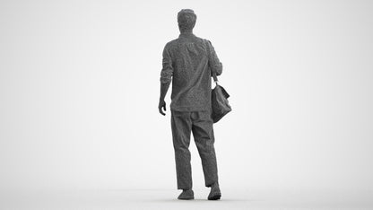 photogrammetry 3D man casual walking, realistic human model archviz FBX, wireframe front view