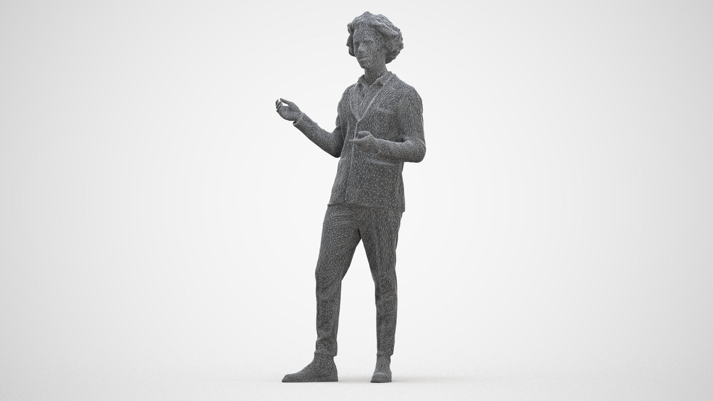 realistic 3D man business, scanned archviz people for Blender and 3ds Max, three-quarter front view render