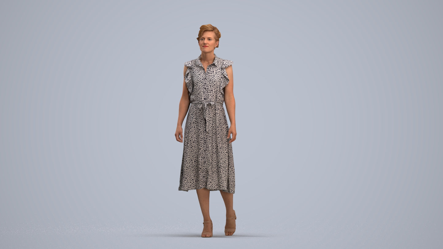 scanned 3D woman business walking, photogrammetry people for Enscape and V-Ray, standing pose render