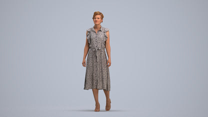 scanned 3D woman business walking, photogrammetry people for Enscape and V-Ray, standing pose render