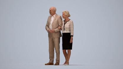 realistic 3D human senior woman business kids, archviz people FBX OBJ for Blender, top-down view render