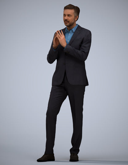 realistic 3D human man business, archviz people FBX OBJ for Blender