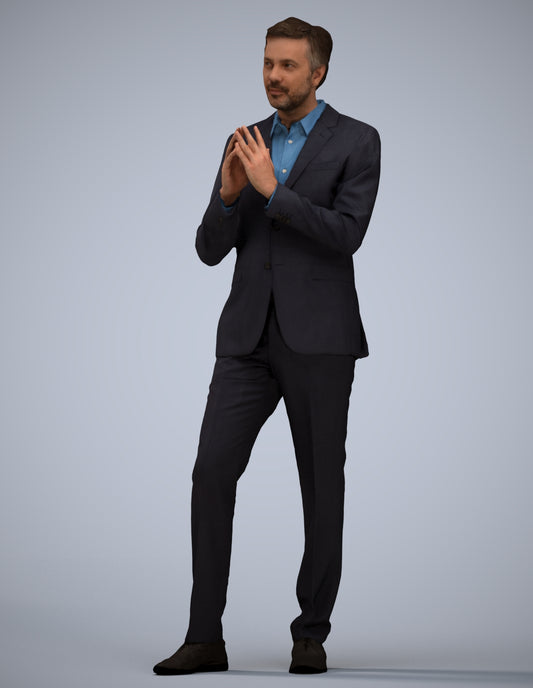 realistic 3D human man business, archviz people FBX OBJ for Blender
