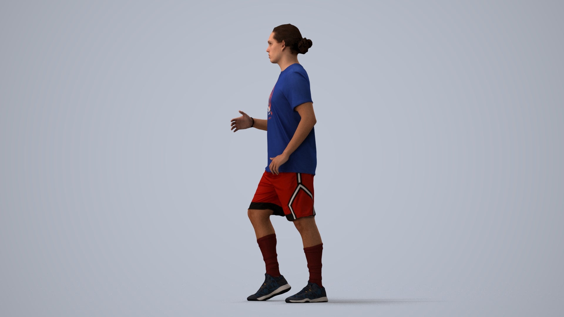 realistic 3D human man sport, archviz people FBX OBJ for Blender, three-quarter view render