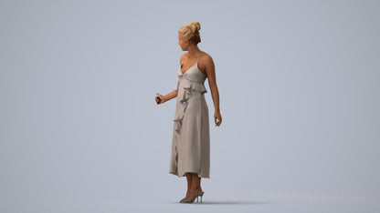 3D people model woman formal door, scanned human for 3ds Max rendering, three-quarter view render