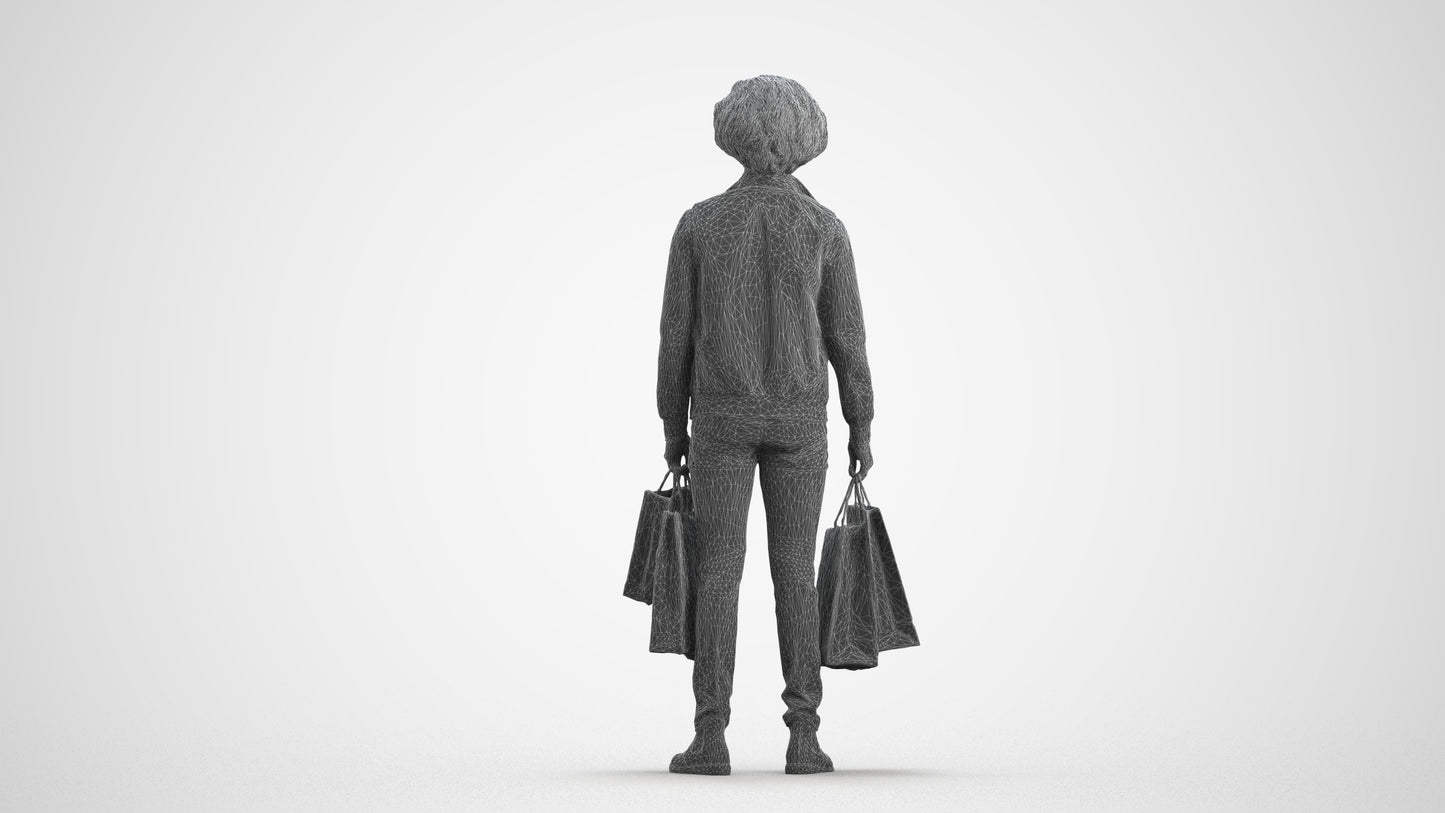 3D people model man formal, scanned human for 3ds Max rendering, wireframe front view