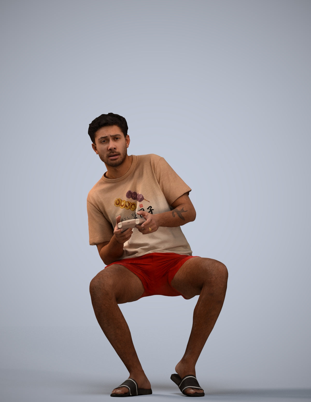realistic 3D human man casual sitting, archviz people FBX OBJ for Blender