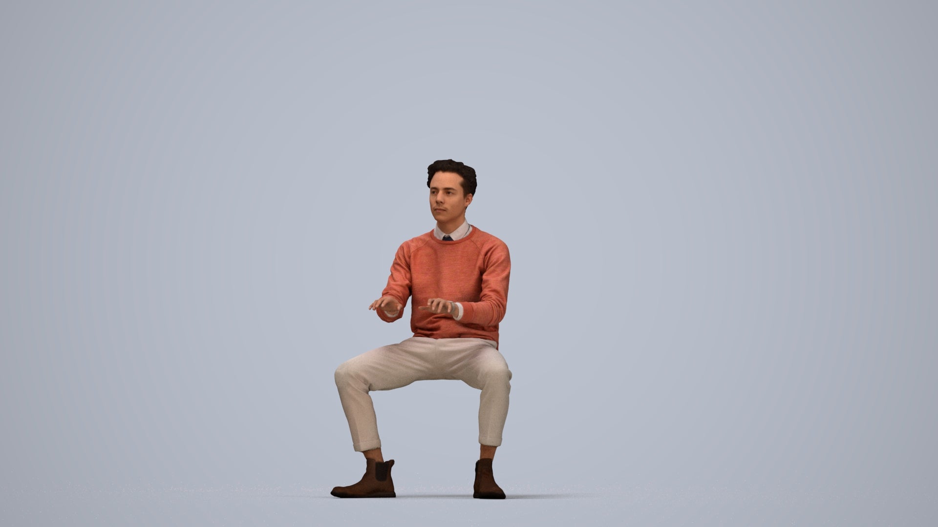 realistic 3D human man casual business, archviz people FBX OBJ for Blender, top-down view render