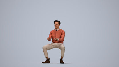 realistic 3D human man casual business, archviz people FBX OBJ for Blender, top-down view render