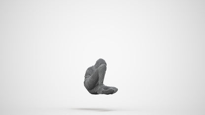 photogrammetry 3D man casual sitting, realistic human model archviz FBX, wireframe side view