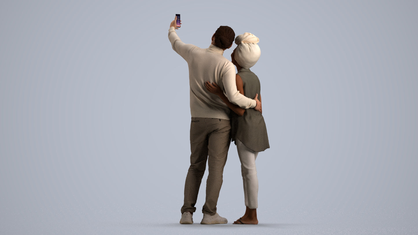 scanned 3D woman casual standing, photogrammetry people for Enscape and V-Ray, front view render
