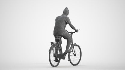 photogrammetry 3D man casual cycling, realistic human model archviz FBX, wireframe front view