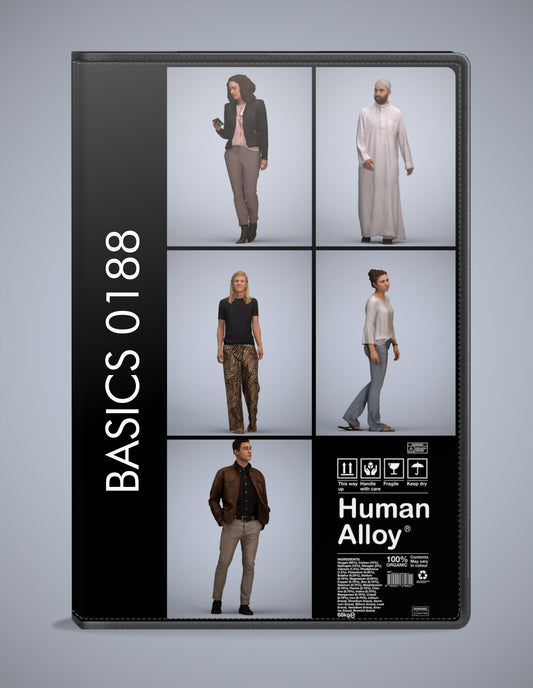 realistic 3D humans walking pack, 5 archviz people FBX OBJ for Blender