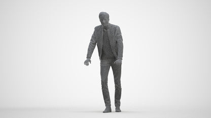 realistic 3D man casual walking, scanned archviz people for Blender and 3ds Max, three-quarter front view render