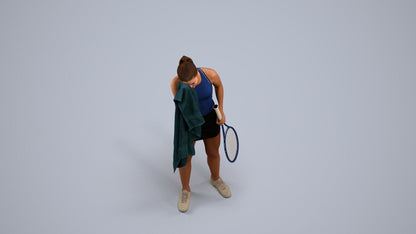 3D human model girl sport, photogrammetry scanned person for archviz, back view render