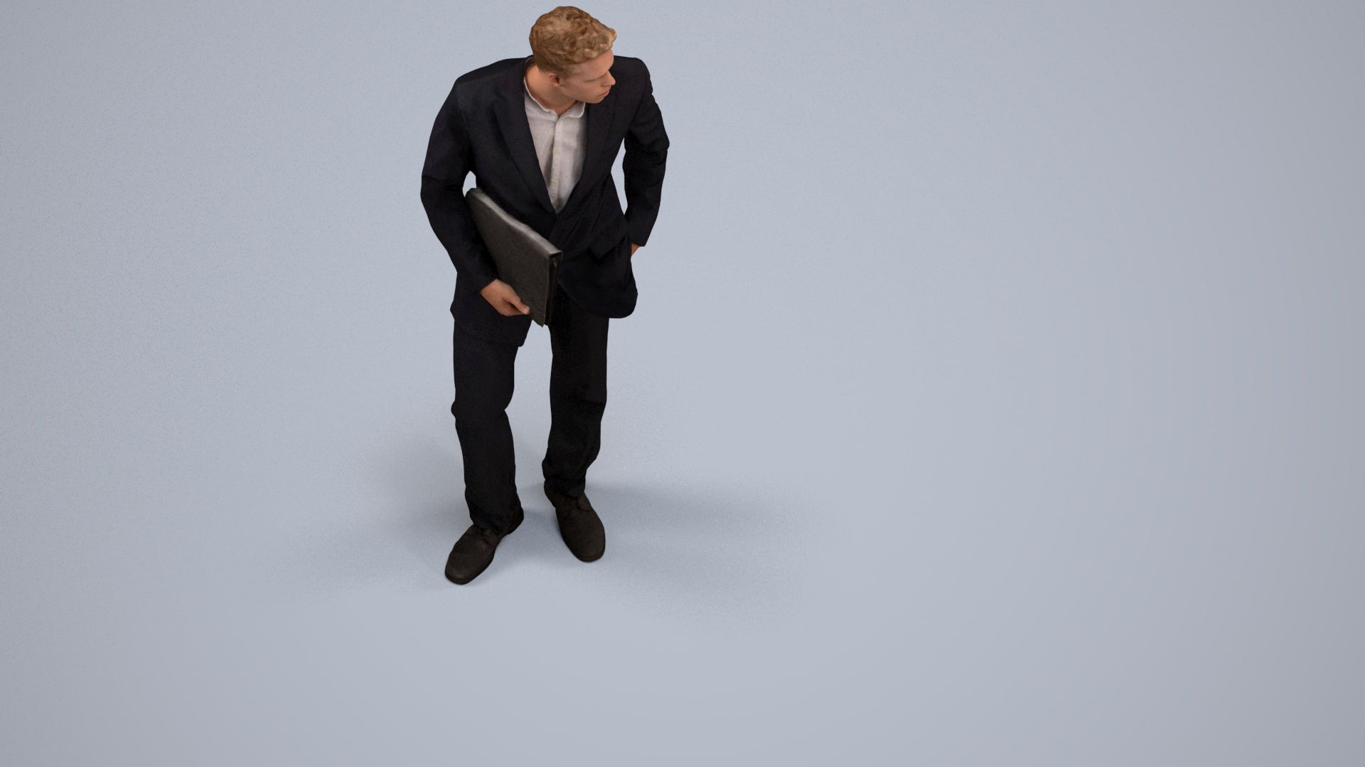 3D people model man business, scanned human for 3ds Max rendering, back view render