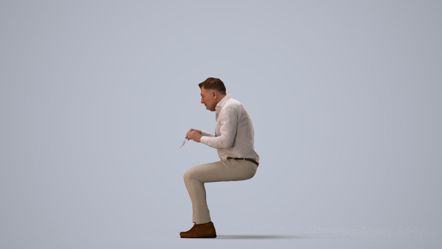 3D people model man casual business, scanned human for 3ds Max rendering, three-quarter view render
