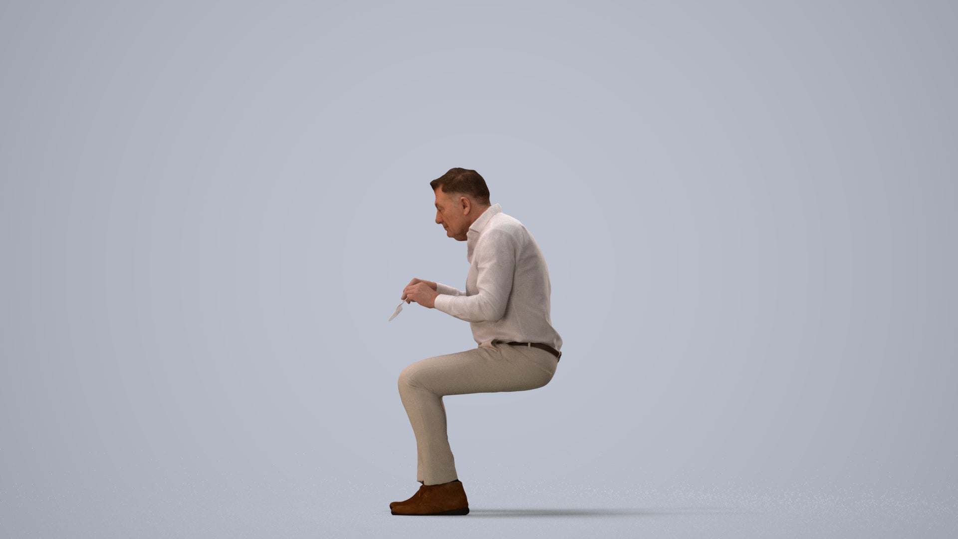 3D people model man casual business, scanned human for 3ds Max rendering, three-quarter view render