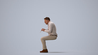 3D people model man casual business, scanned human for 3ds Max rendering, three-quarter view render