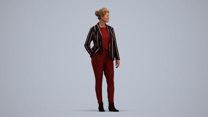 3D people model woman business standing, scanned human for 3ds Max rendering, standing pose render