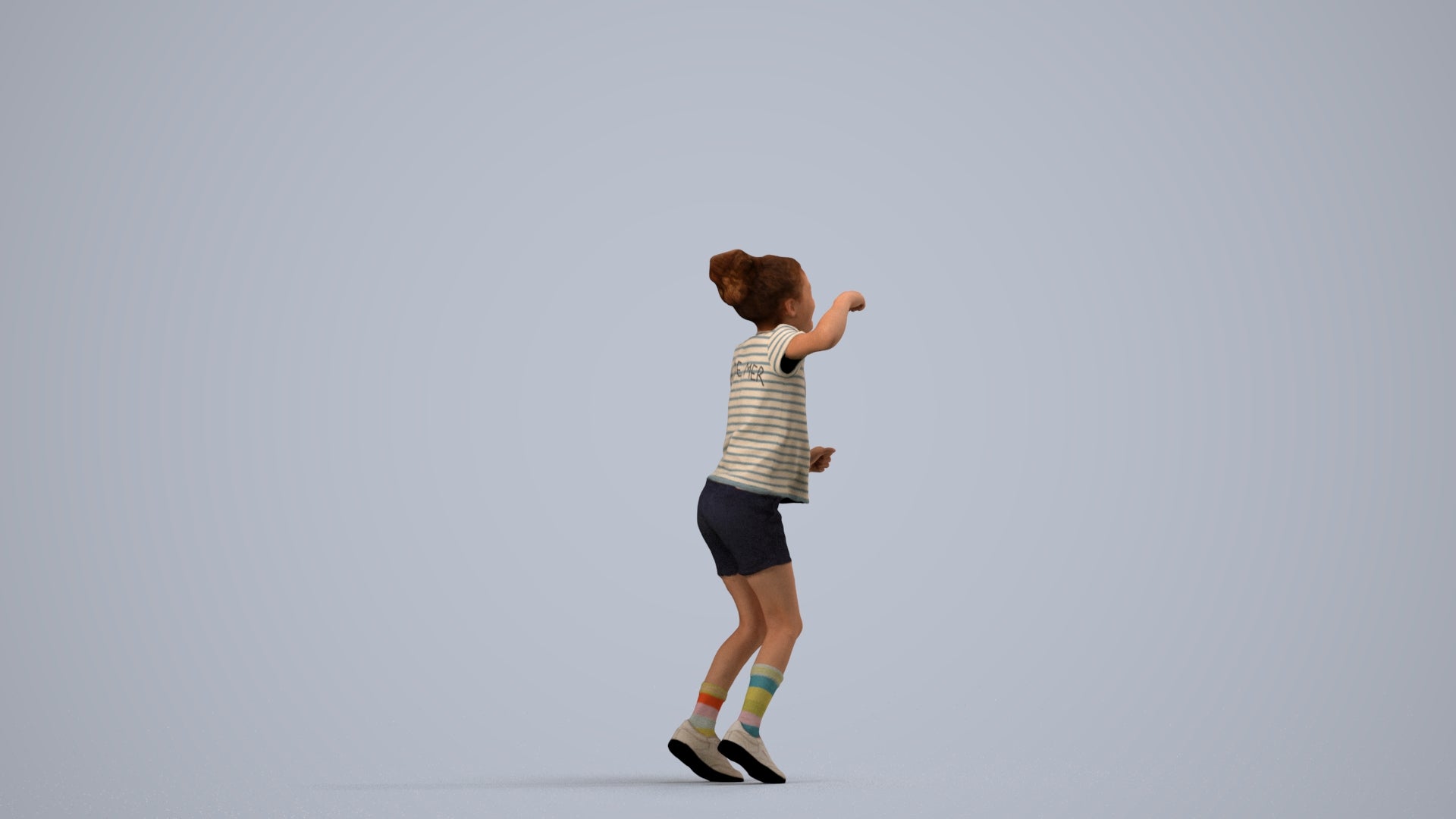 photogrammetry 3D girl casual kids, realistic human model archviz FBX, side view render