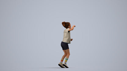 photogrammetry 3D girl casual kids, realistic human model archviz FBX, side view render