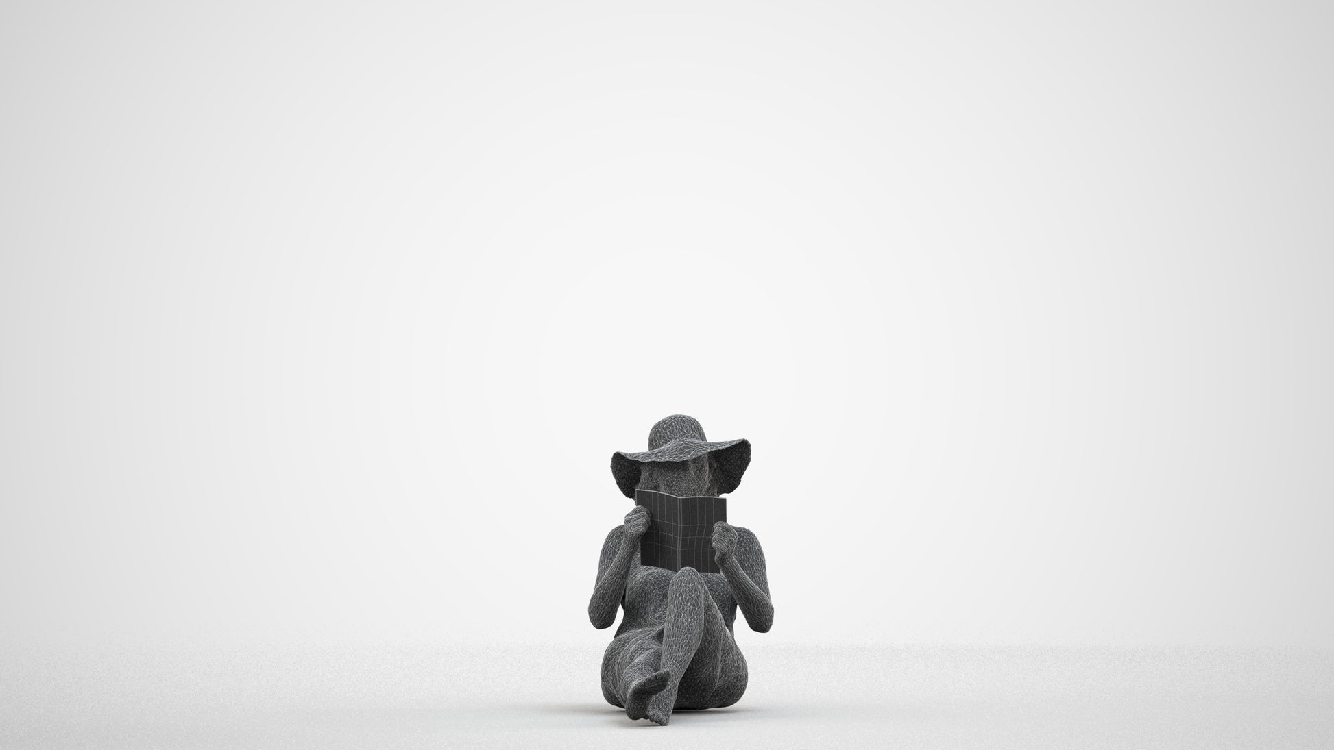 3D scanned woman pool, photorealistic archviz people for Enscape and SketchUp, wireframe side view