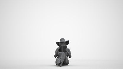 3D scanned woman pool, photorealistic archviz people for Enscape and SketchUp, wireframe side view