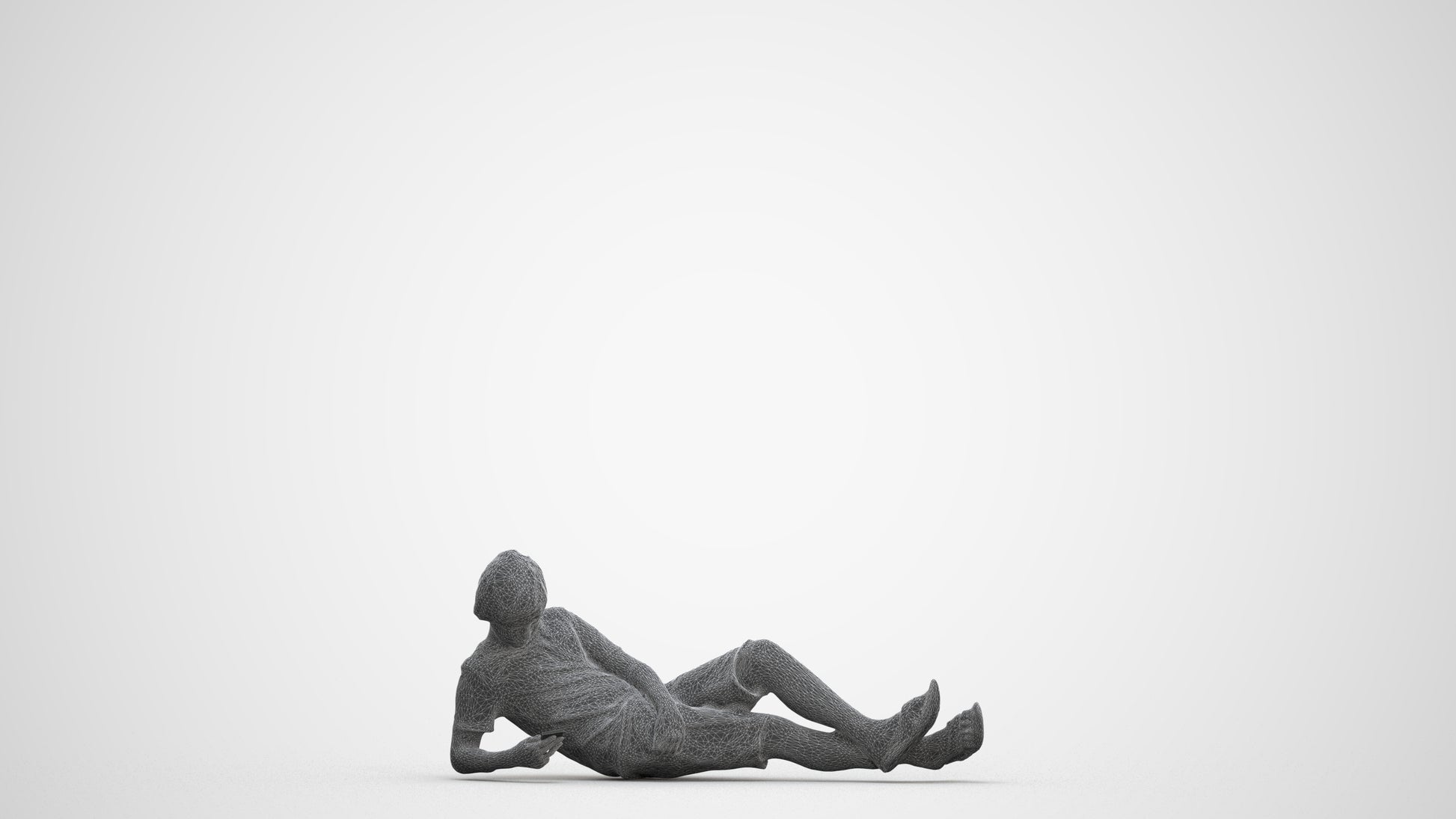 3D human model boy casual kids, photogrammetry scanned person for archviz, three-quarter front view render