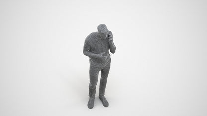 3D people model man casual standing, scanned human for 3ds Max rendering, wireframe three-quarter view