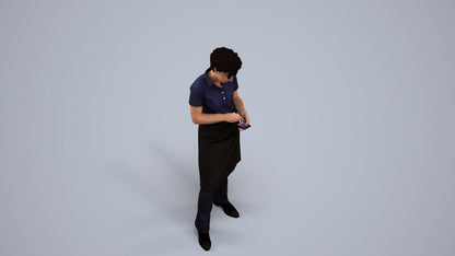 3D scanned woman hospitality, photorealistic archviz people for Enscape and SketchUp, back view render